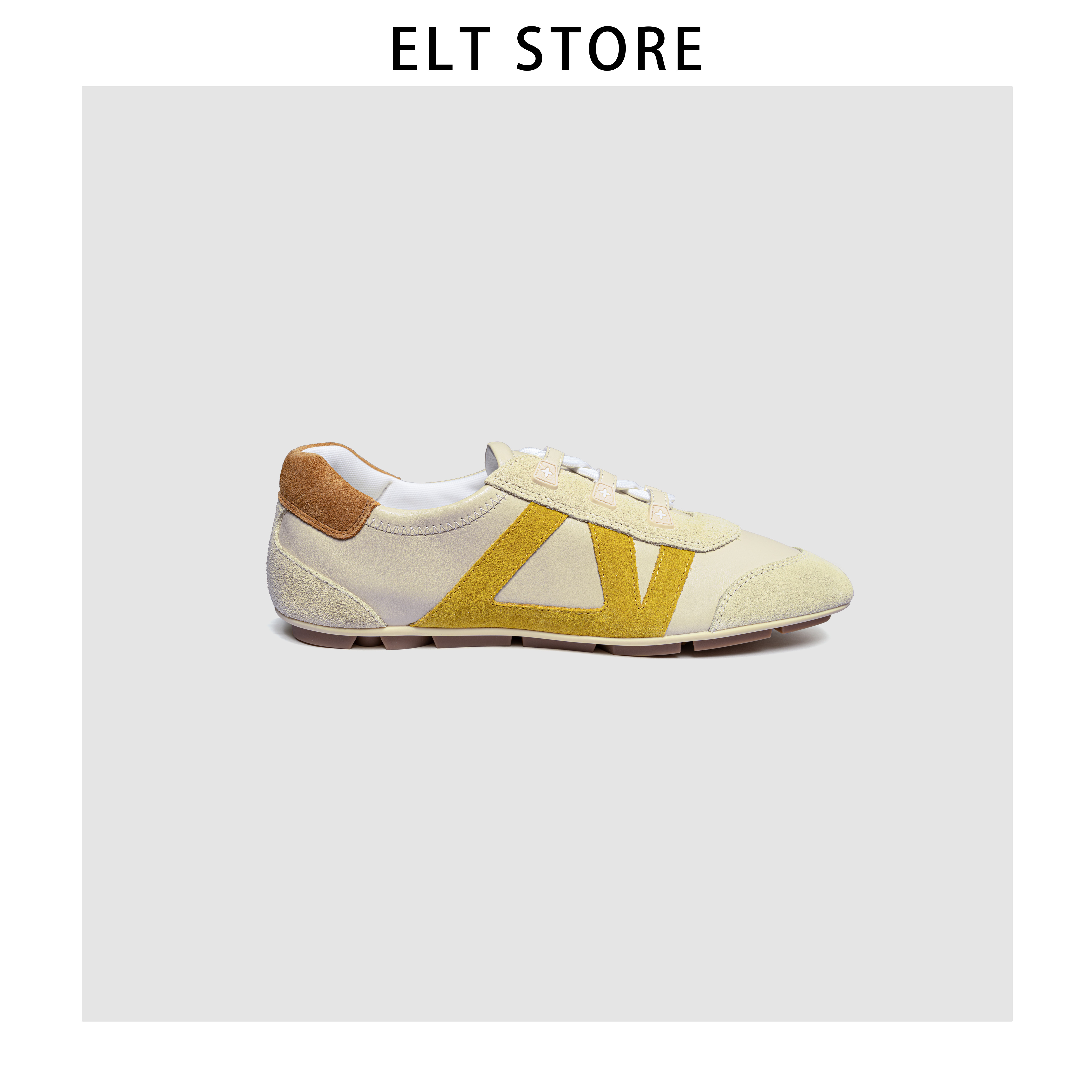 拼色方头系带休闲鞋1708