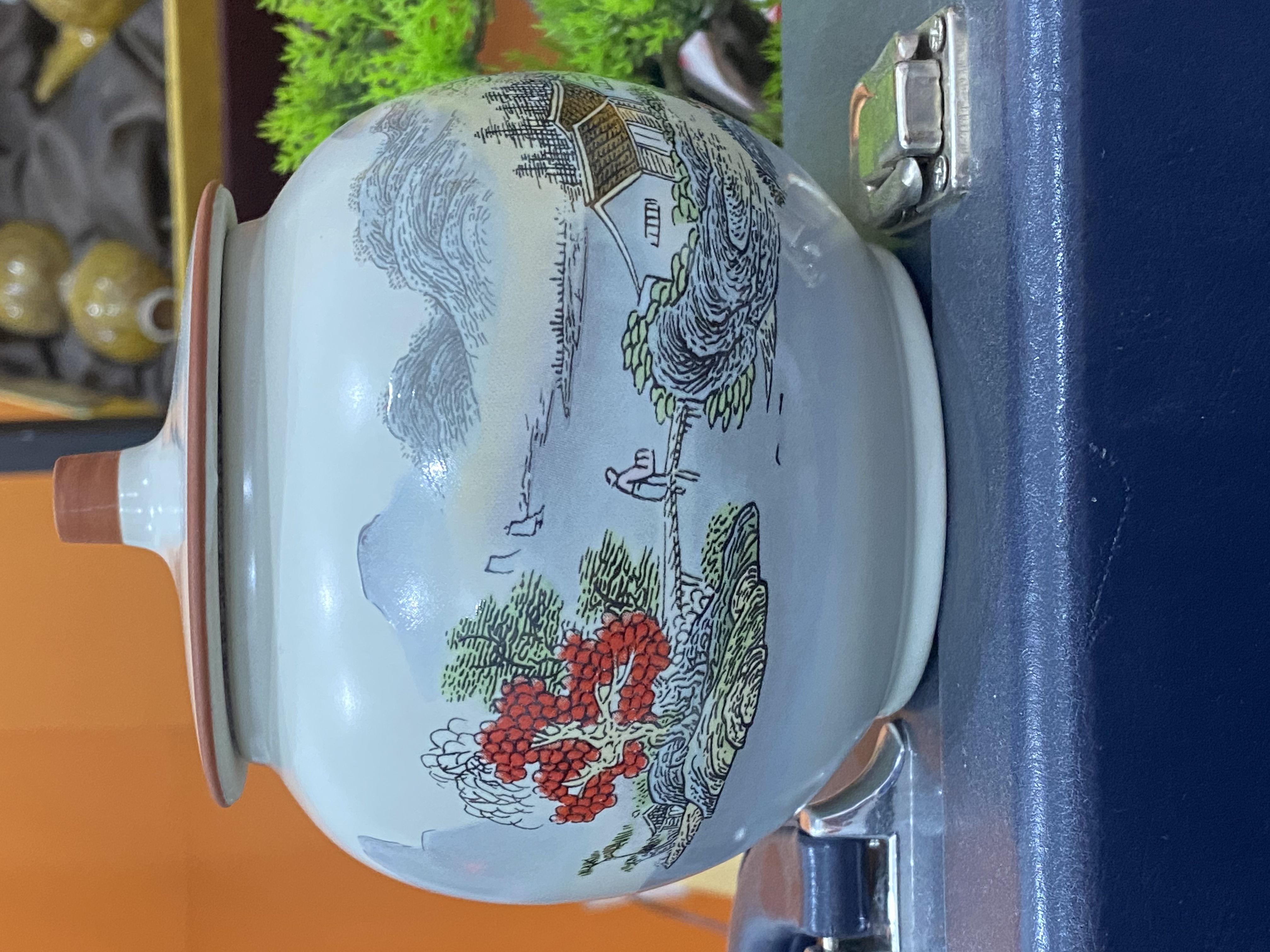 【进生窑独家烧制】汝窑山水人家茶叶罐