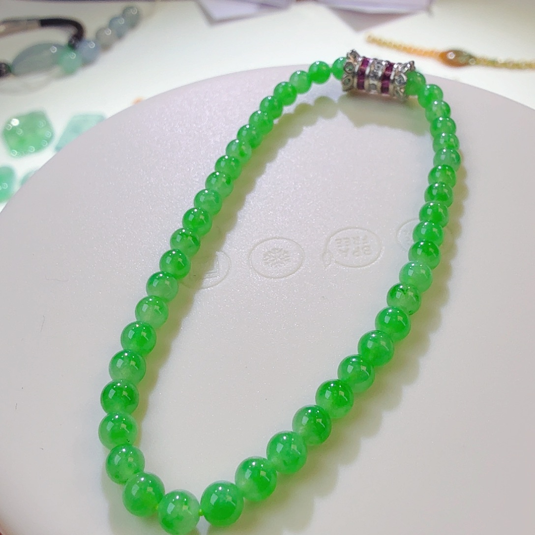 依****翡翠未镶嵌手链珠珠手串