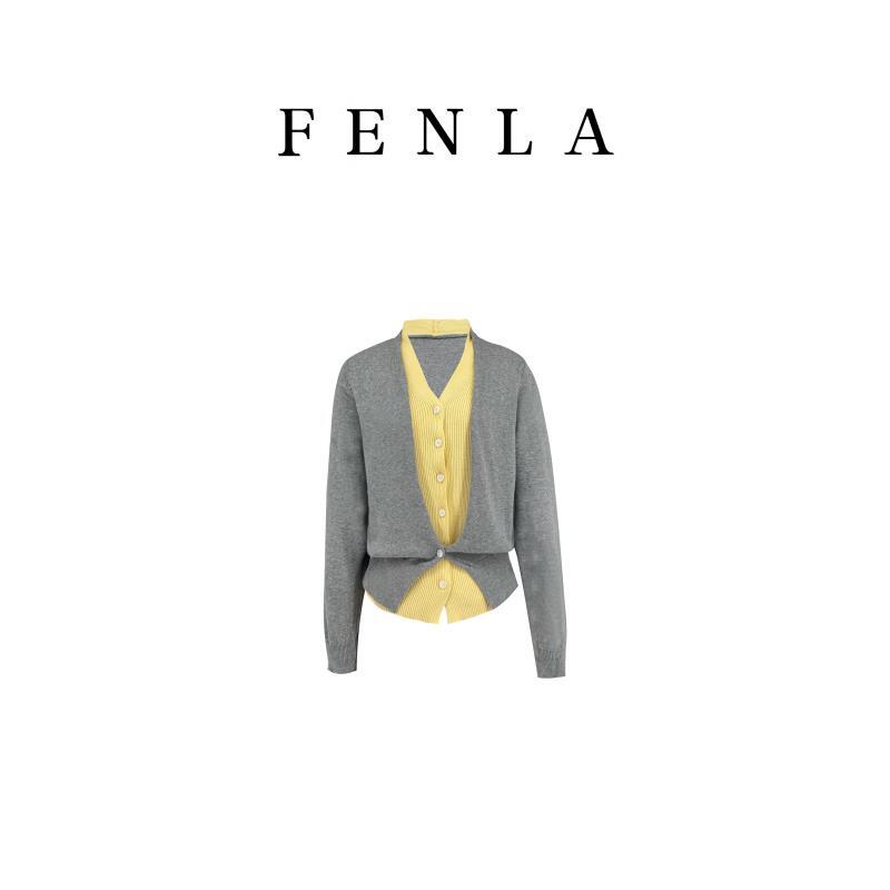 【惠姐私服】｛青柠｝假两件设计师开衫针织开衫百搭毛衣 83526