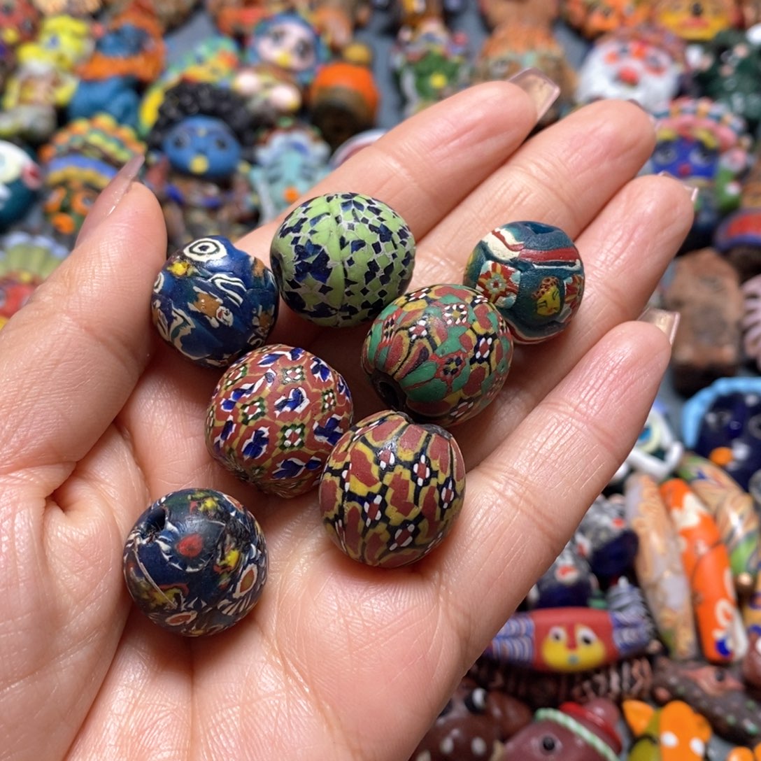 琉璃颈饰印度尼西亚古法珠一颗