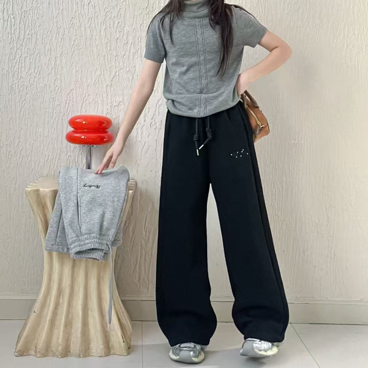 一体绒145-165码男童女童直筒休闲卫裤/25646