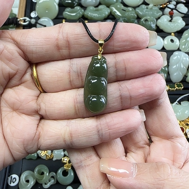 和田玉银S925镶嵌吊坠(不含链)