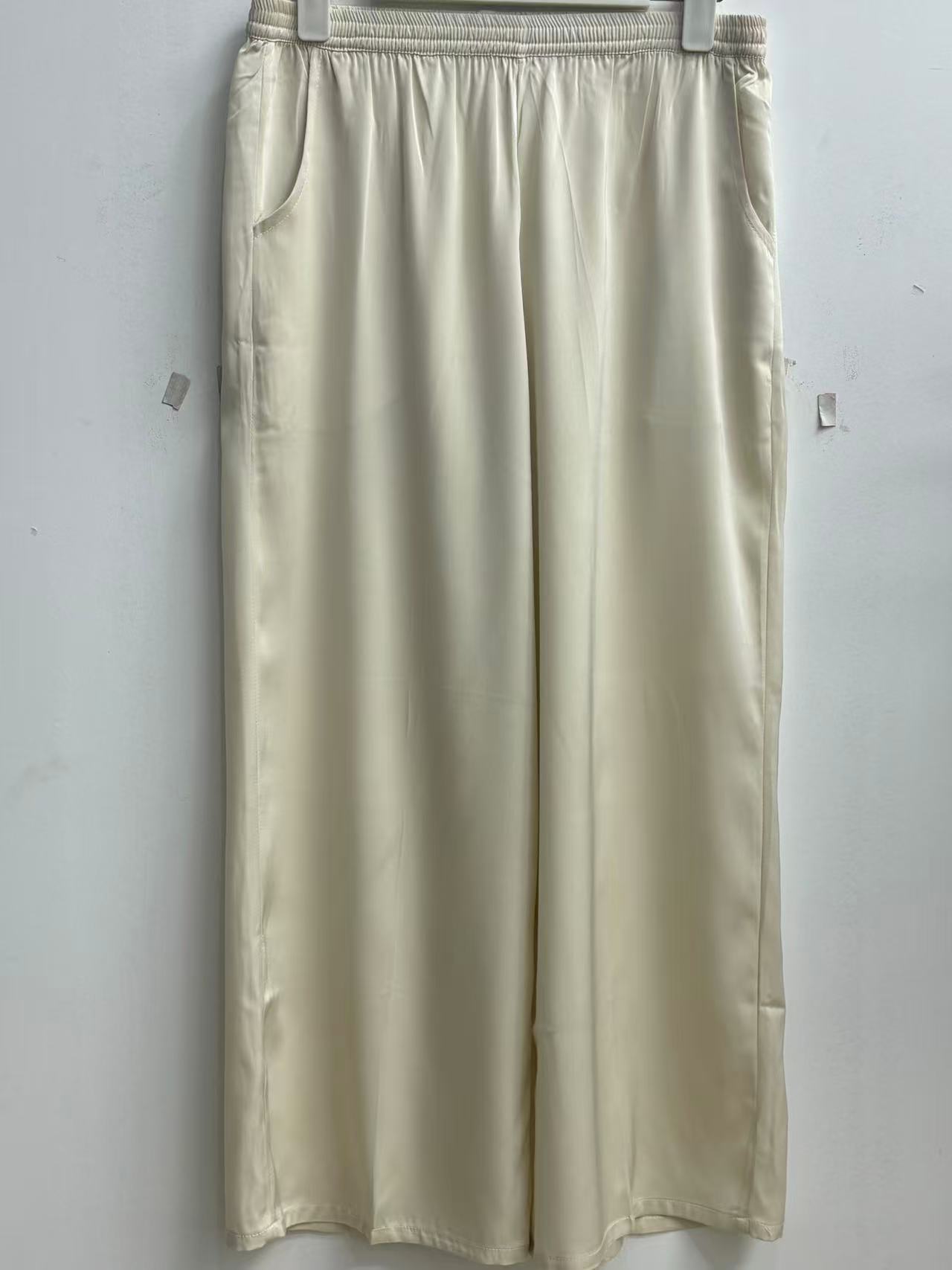 桑蚕丝弹力双乔阔腿裤 杭锦丝绸