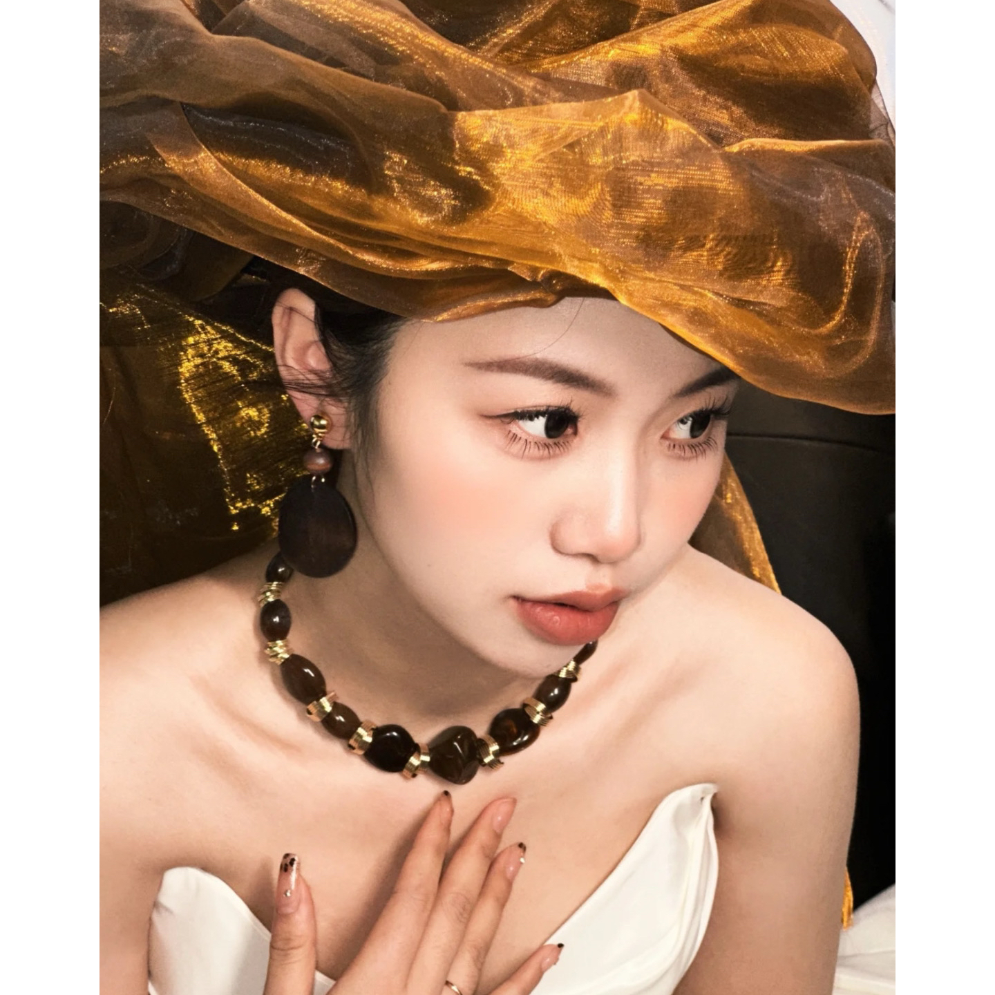 非金属树脂项链 南一｜秋冬美拉德小众“鬼马少女”交错圆圈三件套