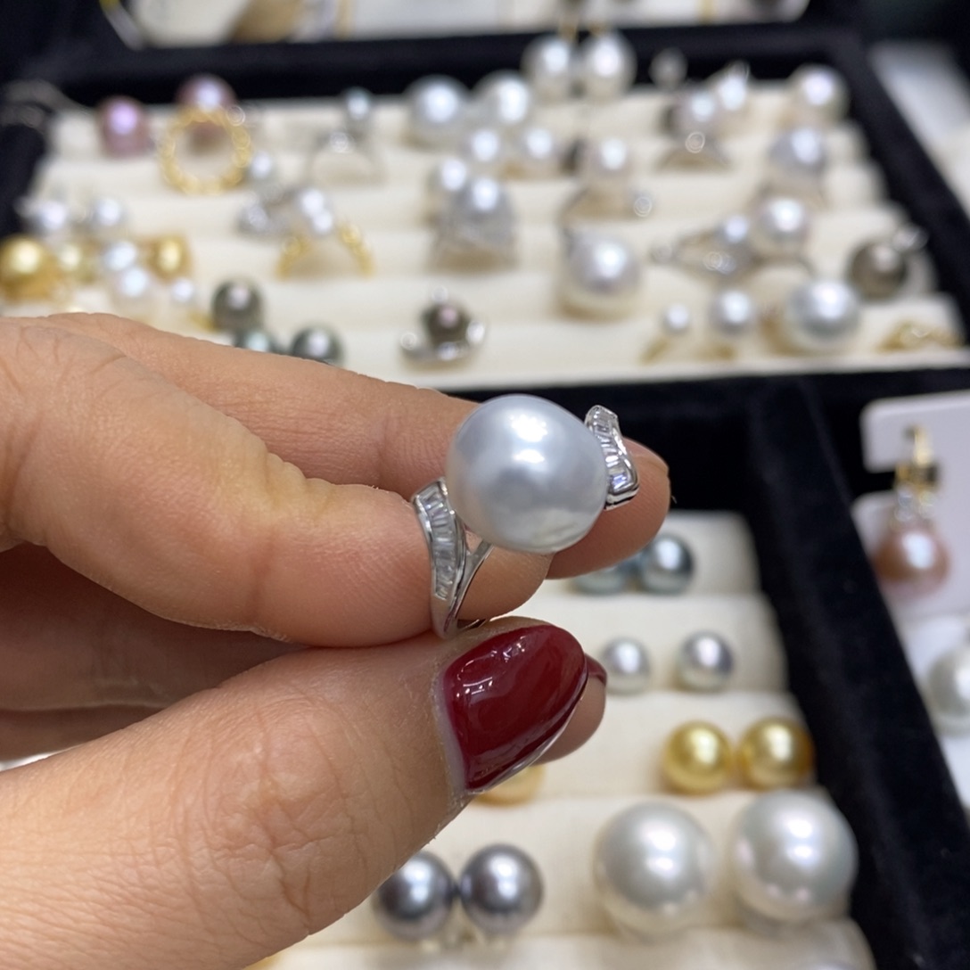 海水珍珠戒指银S925镶嵌