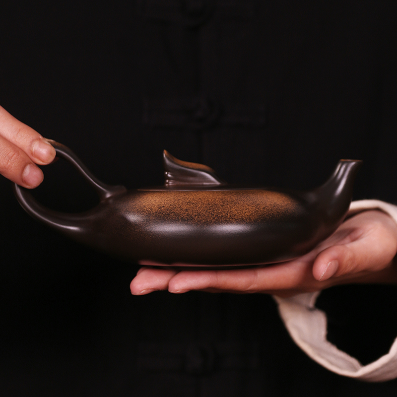 原矿段泥还原烧一帆风顺凤鸣壶大容量中式茶壶家用复古紫砂壶C149