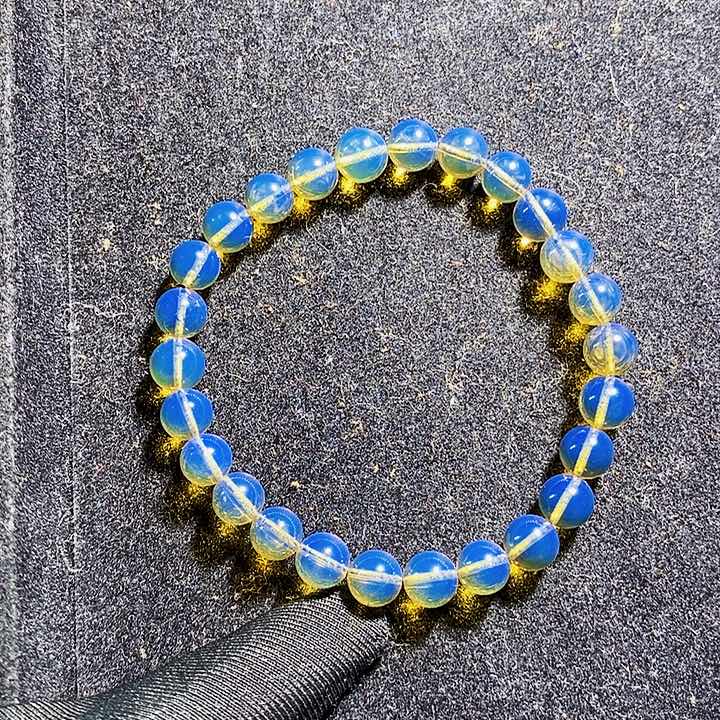 蓝珀裸石未镶嵌蓝珀异色珀7mm净水单圈