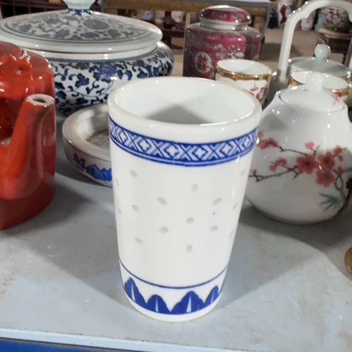 摆件青花和玲珑可乐杯