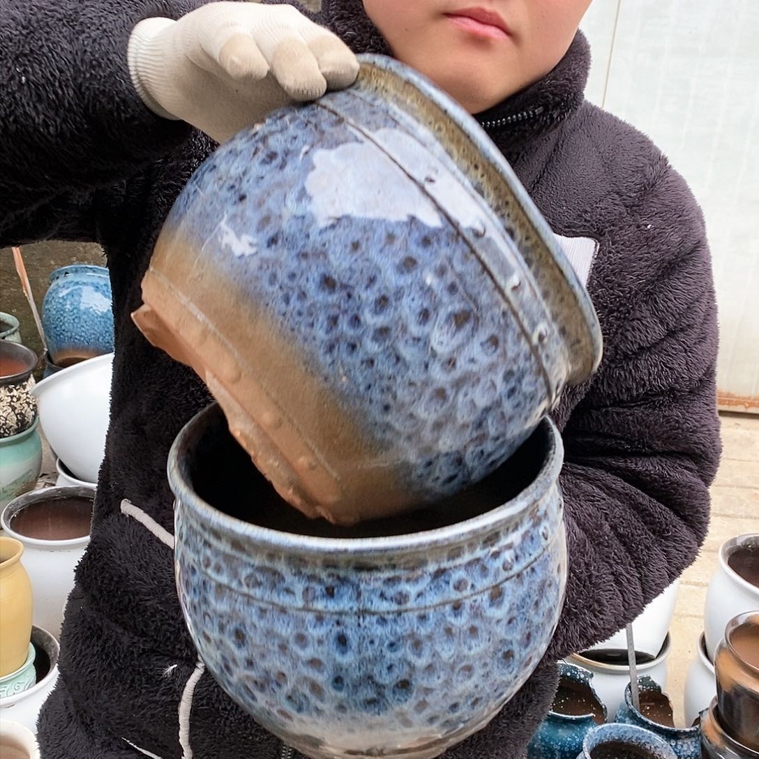 紫砂花盆瑕疵口21高17瑕疵