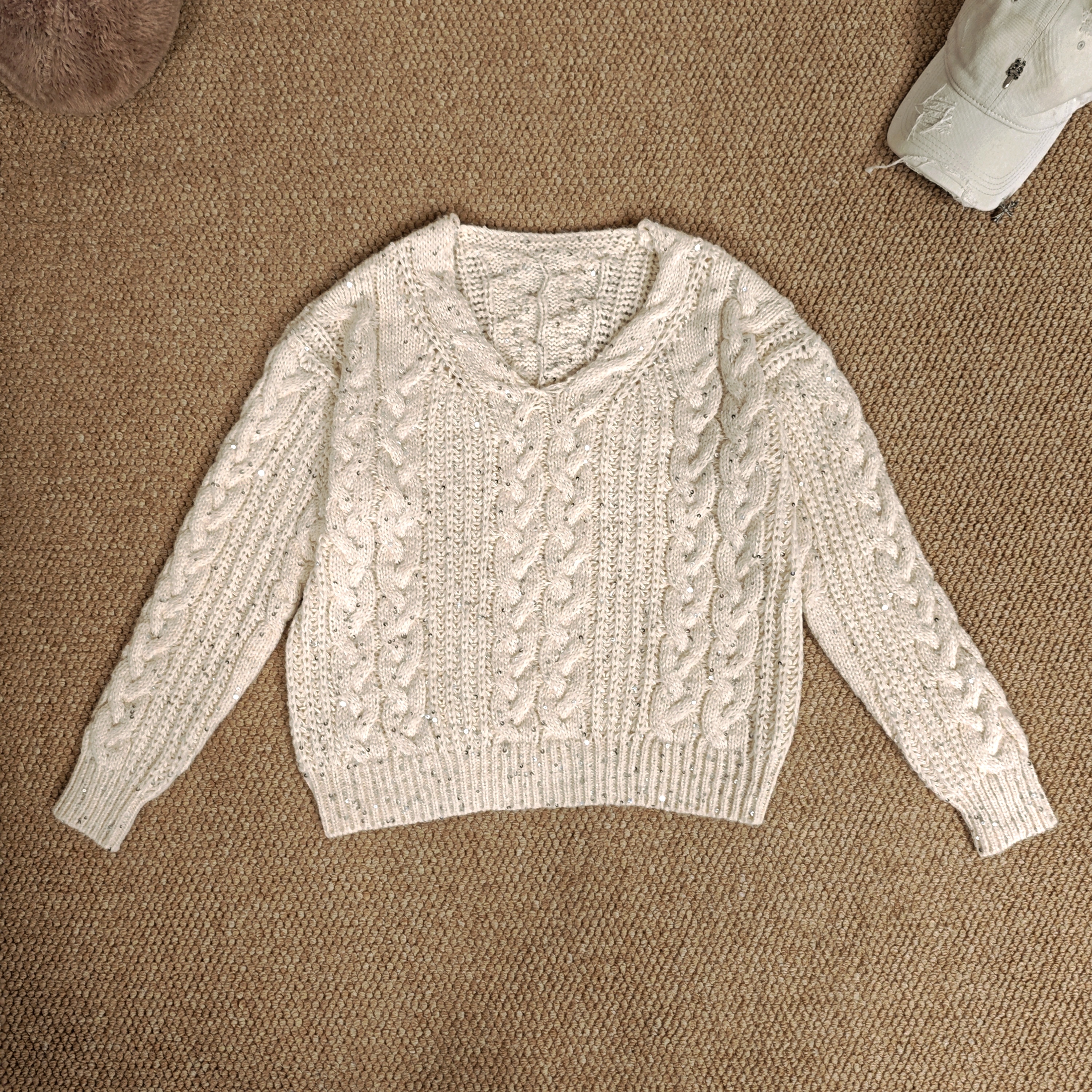 2024冬季新款时尚休闲亮片毛衣针织长袖8573