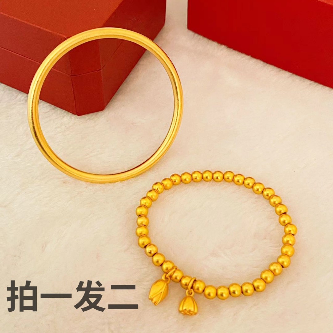 铜合金手镯 古法手镯4N古法手镯实心20g左右 手镯+手链【拍一发二】