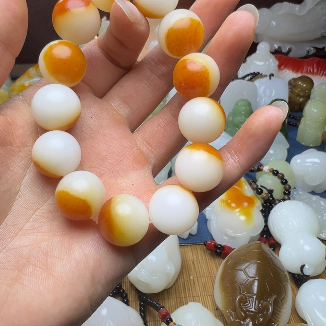 石材手工雕刻圆珠子手串