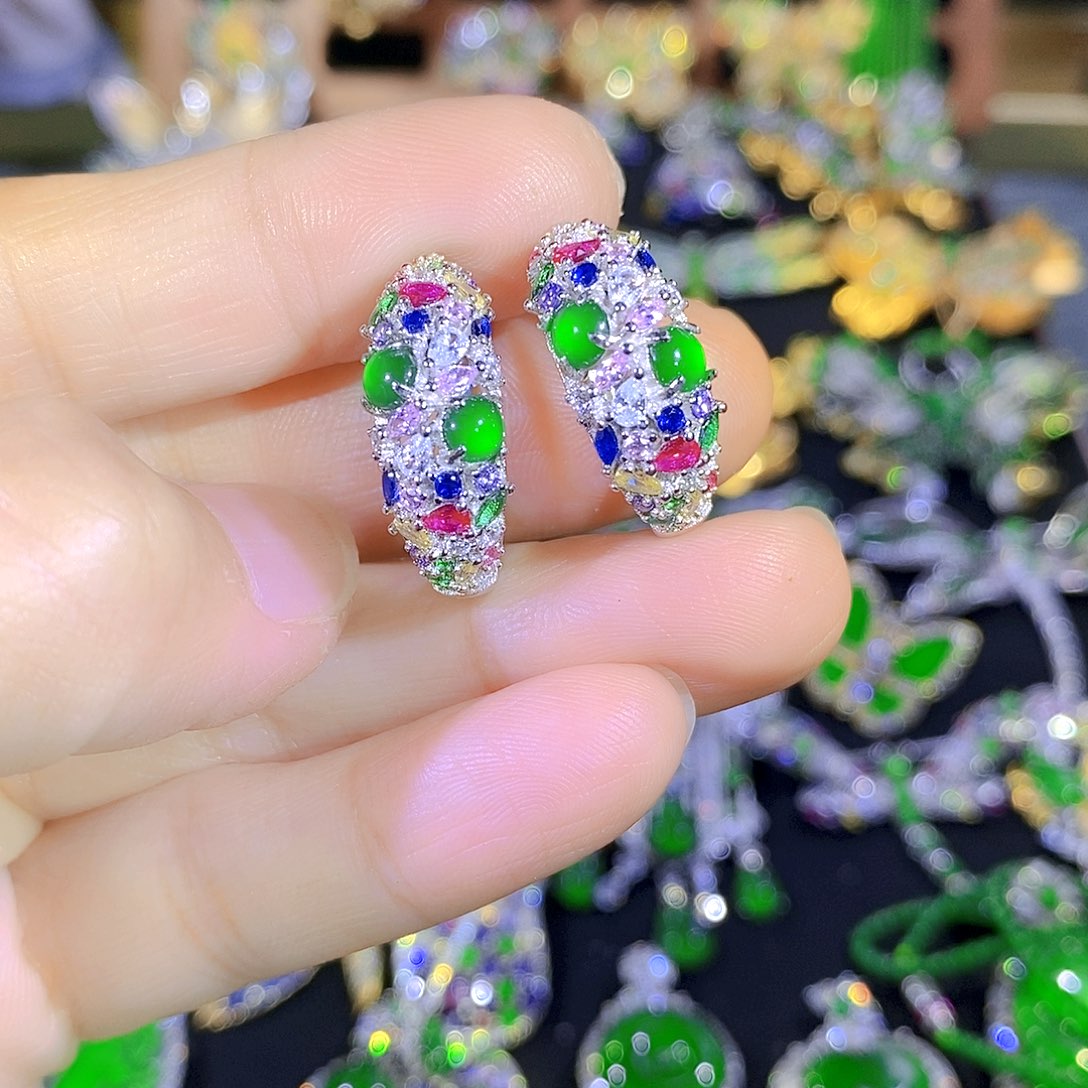 吊坠(不含链)银S925镶嵌翡翠