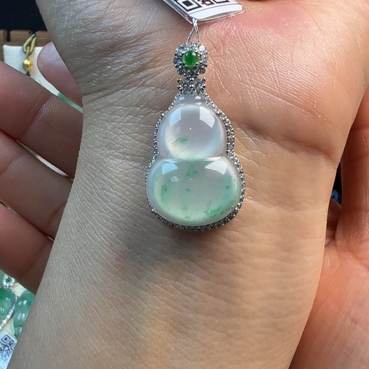 恋***石英质玉银S925镀金镶嵌吊坠(不含链)