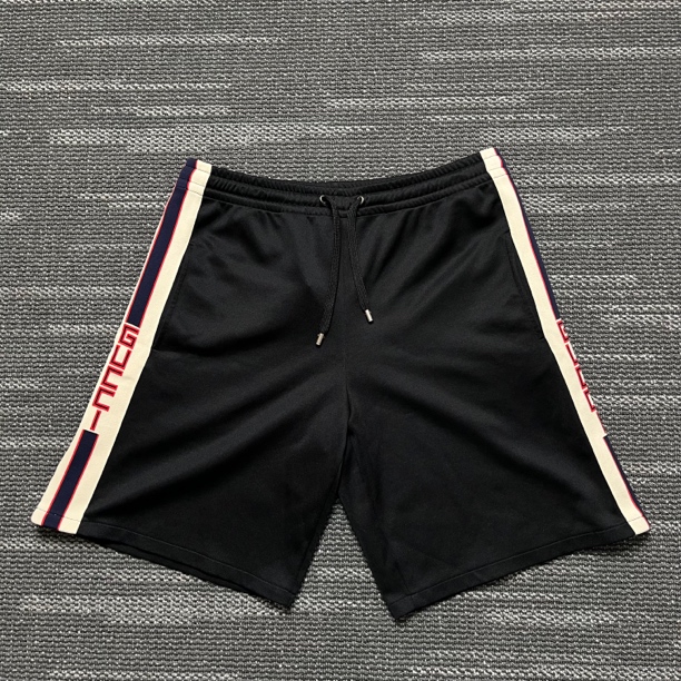 99新 GUCCI/古驰 字母印花宽松抽绳系带直筒短裤/L码