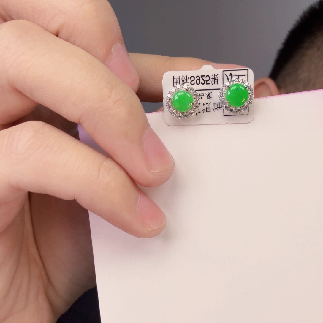 翡翠颈饰银S925镶嵌一对