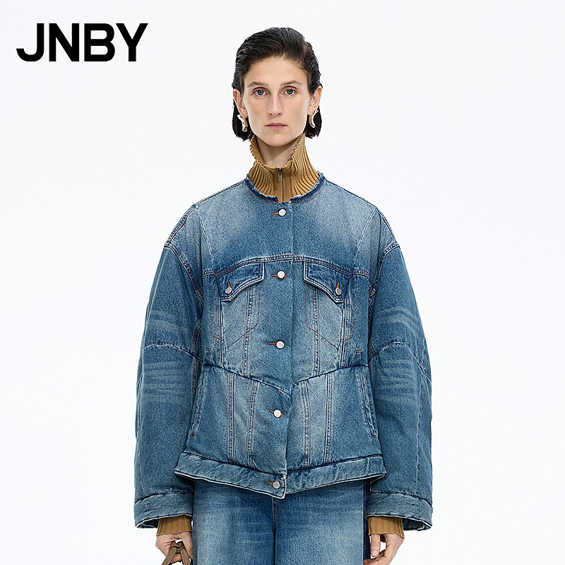 【商场同款】JNBY/江南布衣25冬新品牛仔羽绒服宽松无领5P0C12730