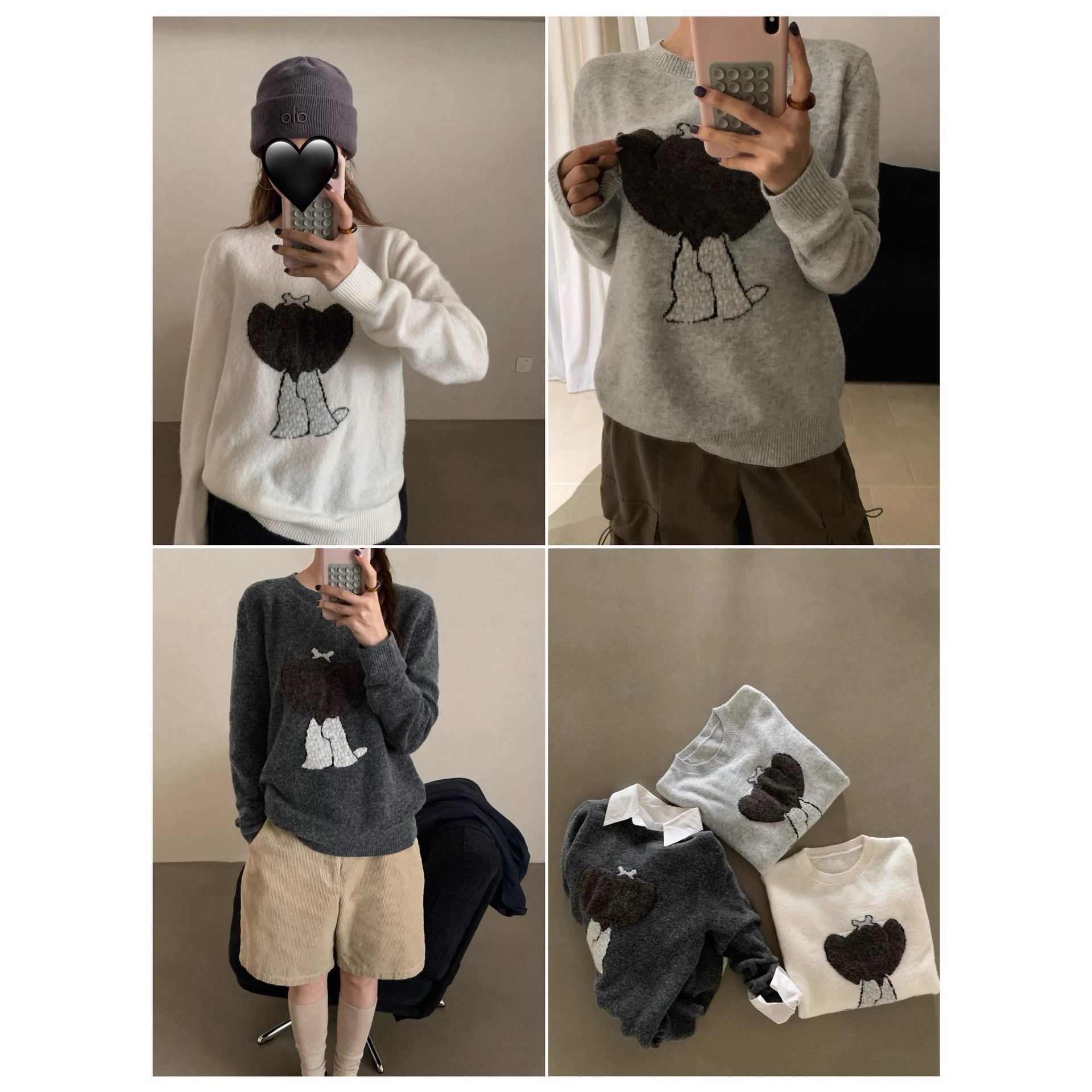 51010 韩系百搭卡通大象提花针织套头毛衣