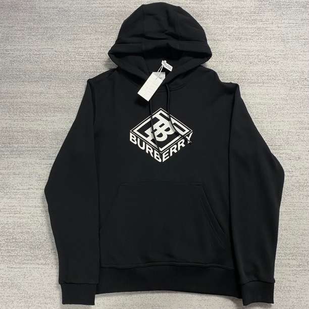 【burberry】巴宝莉 XS 黑色方块logo帽衫 全新 