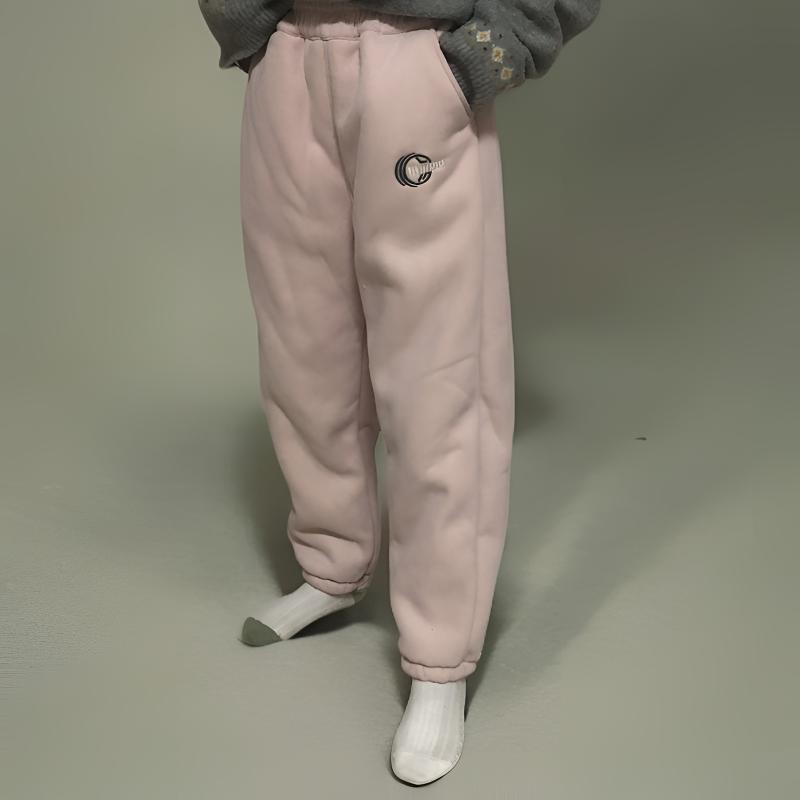 加厚羊驼绒沐冬绒绣花束脚运动休闲卫裤