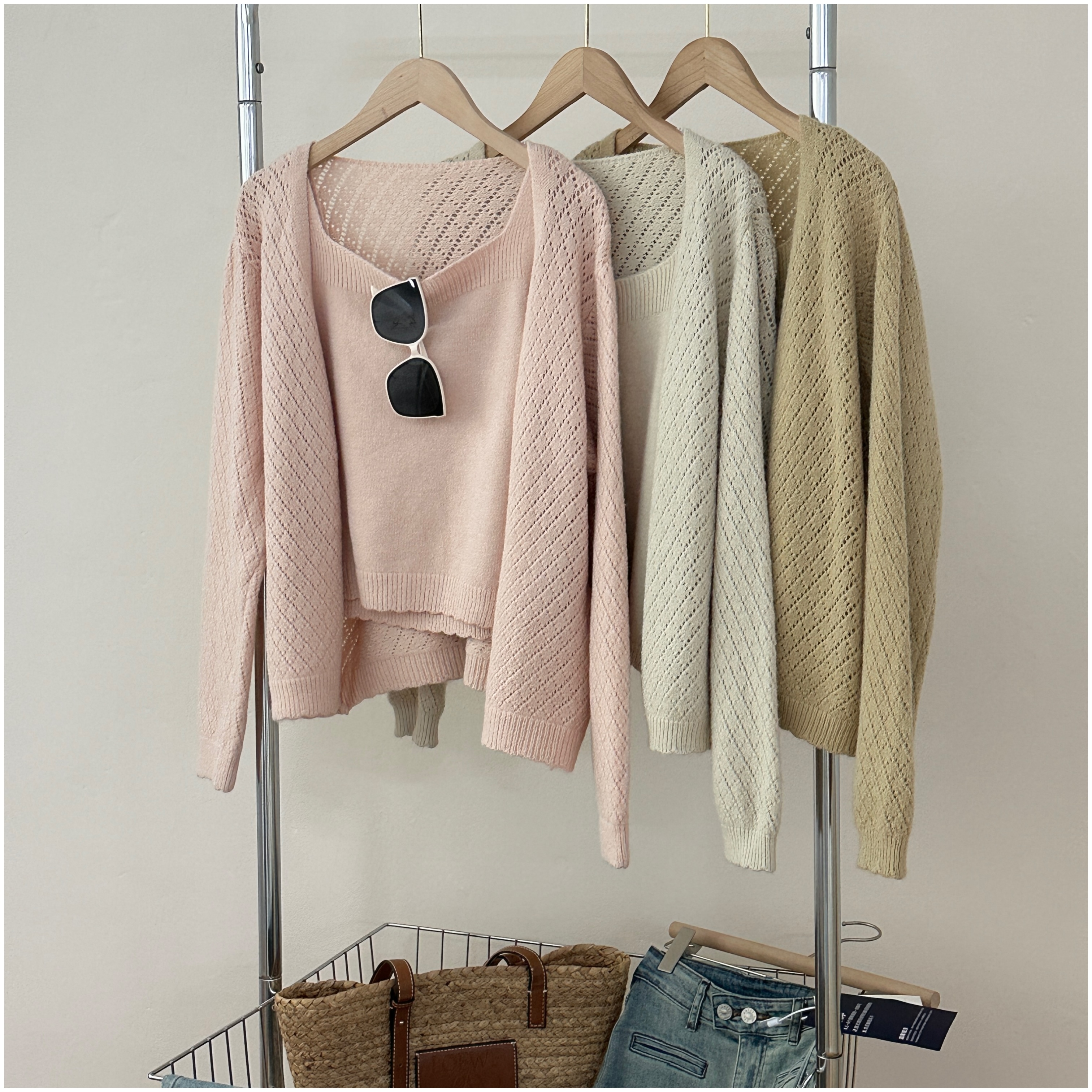 春款上新通勤简约温柔甜美舒适宽松套装吊带外套两件套