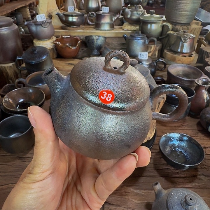 陶建水杨坤紫泥柴烧壶