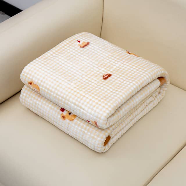 【京かわ会社】多功能绒毯200*230奶黄小熊