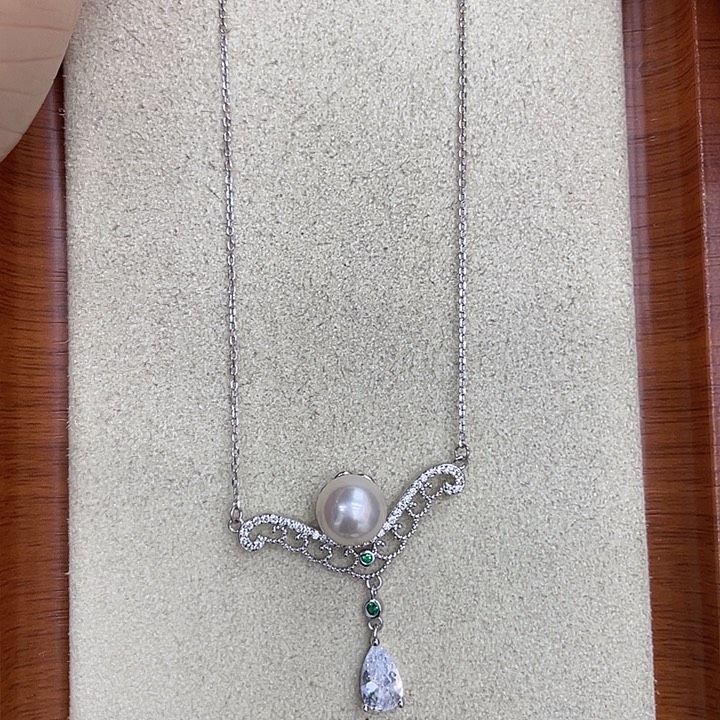 海水珍珠银S925镶嵌颈饰