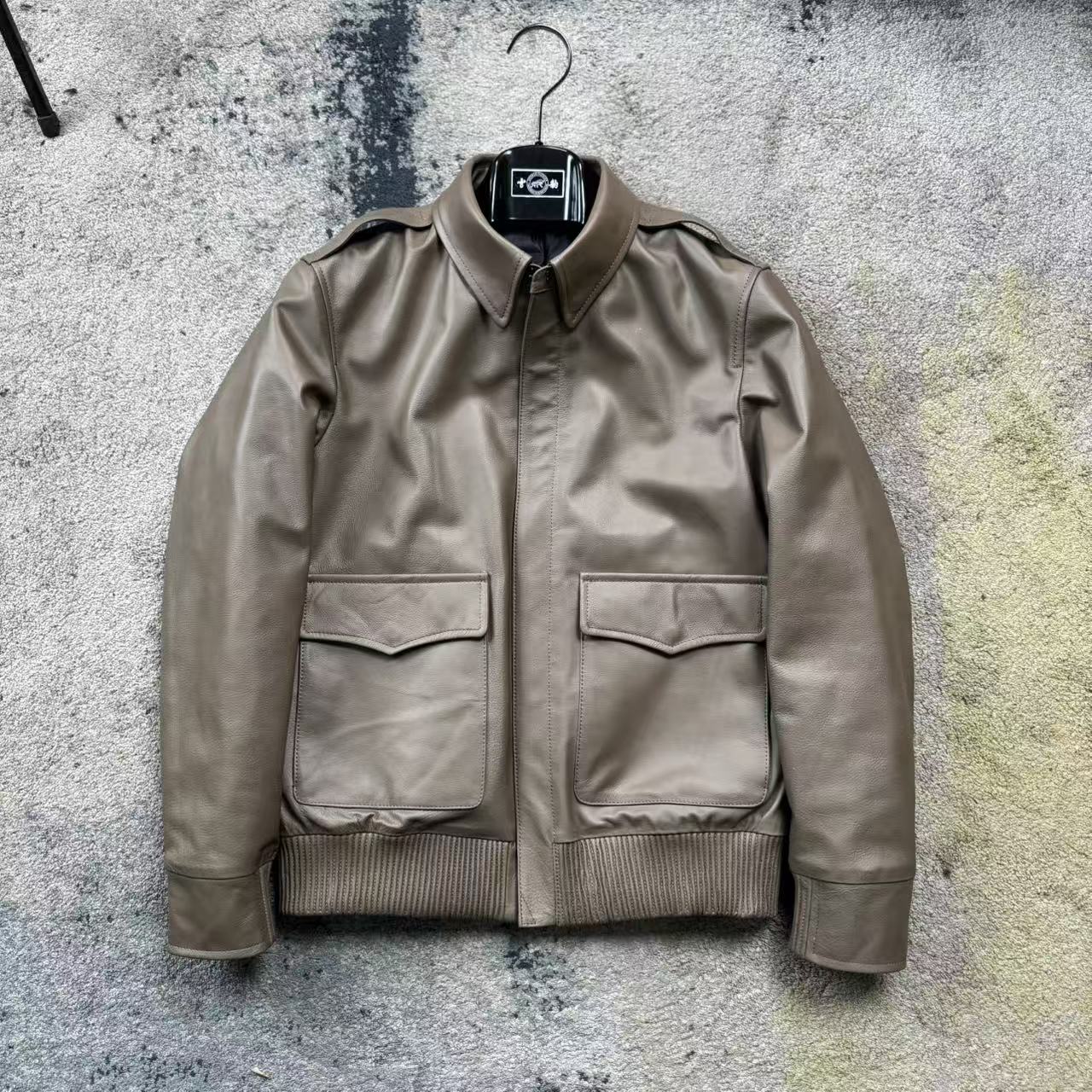 加厚A2牛皮美式机车夹克春秋立领秋季硬汉风