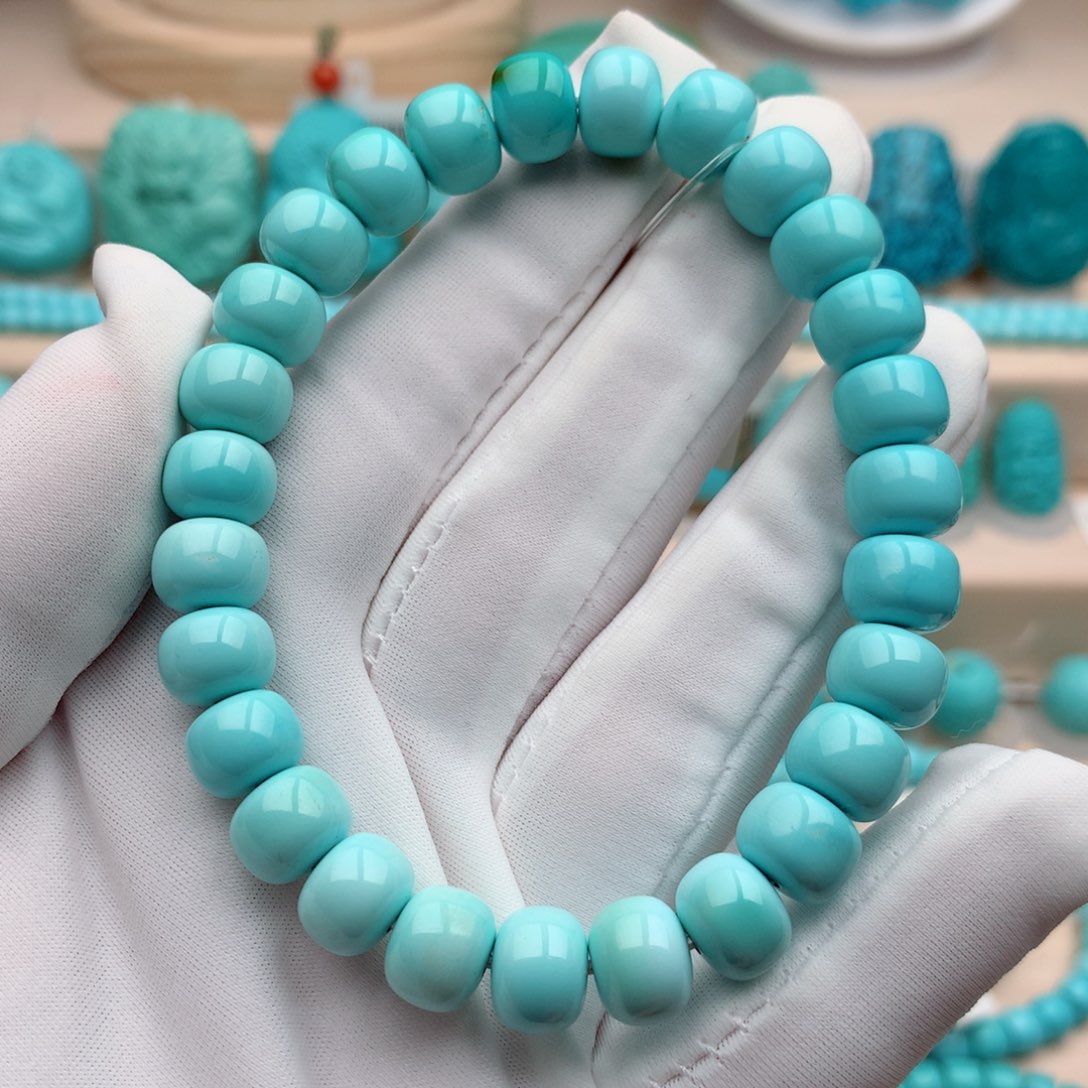 绿松石珠宝奇石未镶嵌9mm