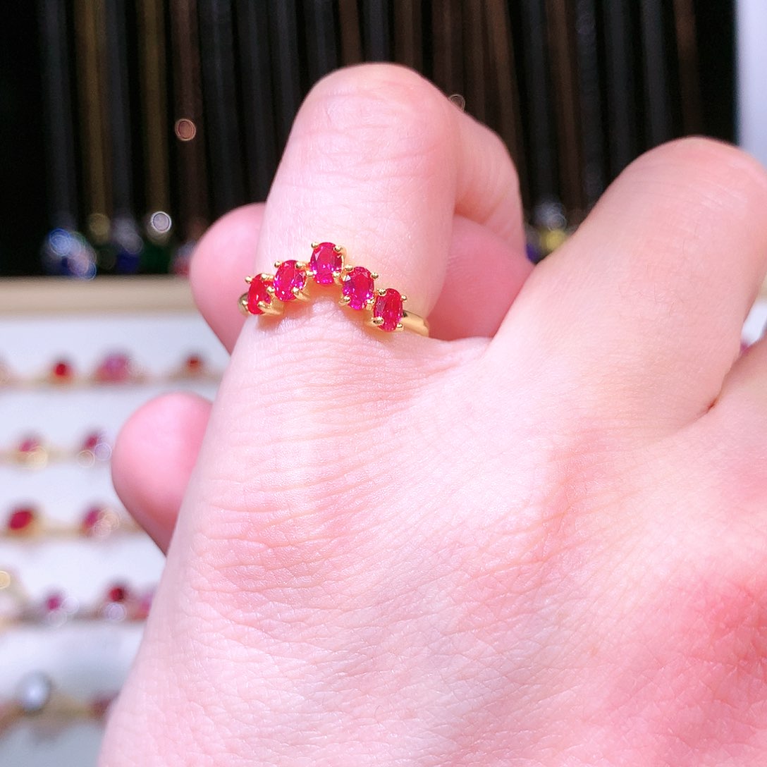 红宝石戒指银S925镶嵌