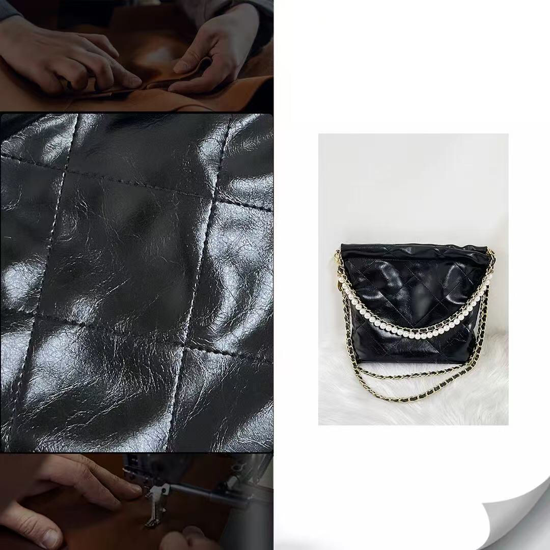 垃圾袋时尚购物袋大容量腋下菱格链条托特单肩