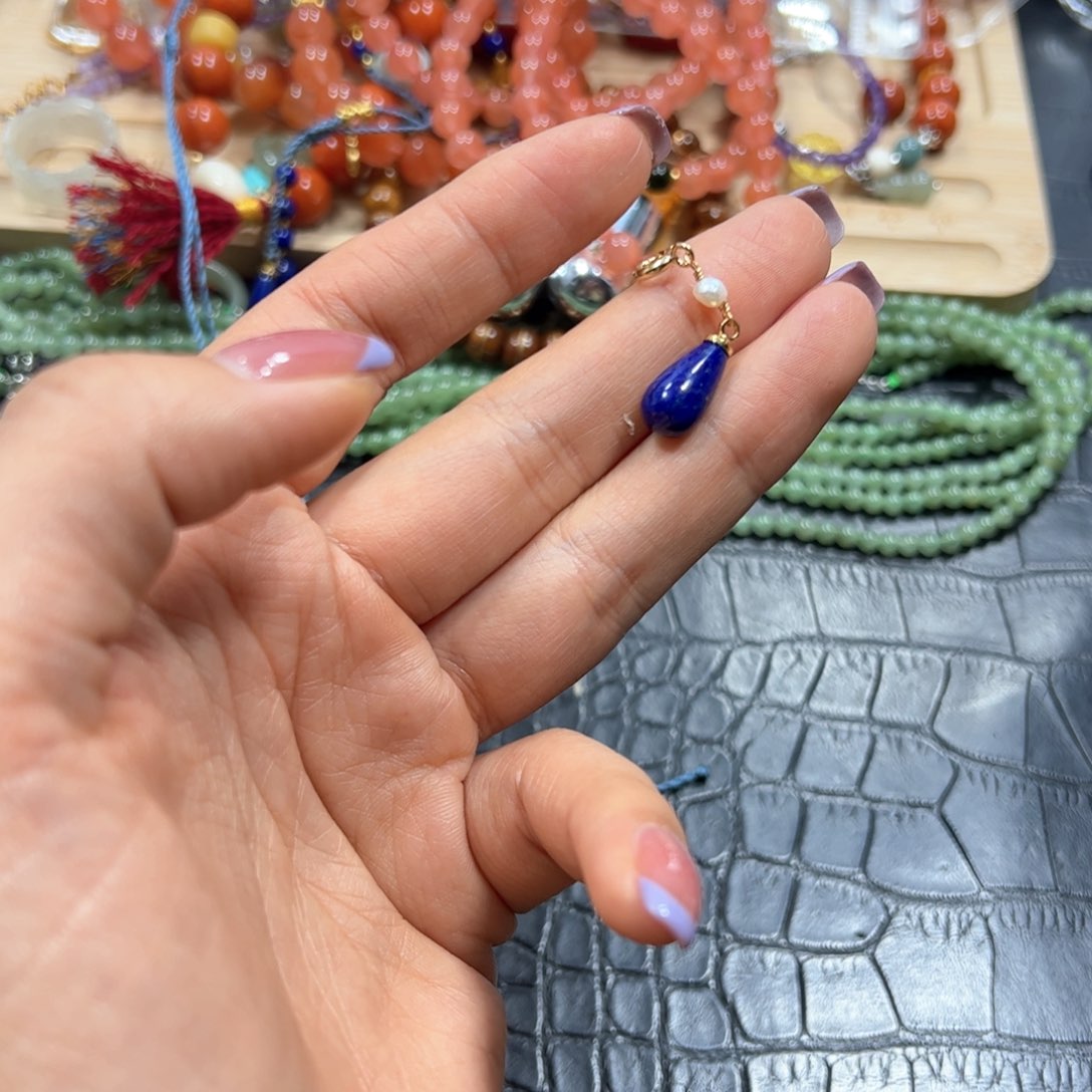 银S925镶嵌手链烟晶青金滴流