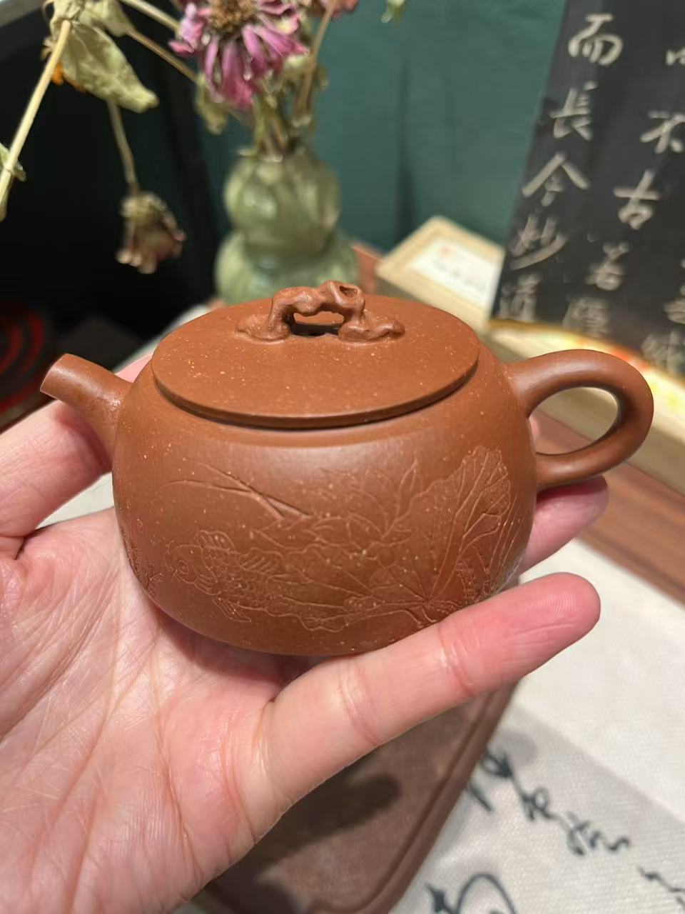 紫泥太湖石汉瓦100cc半手工内推孔精致小壶