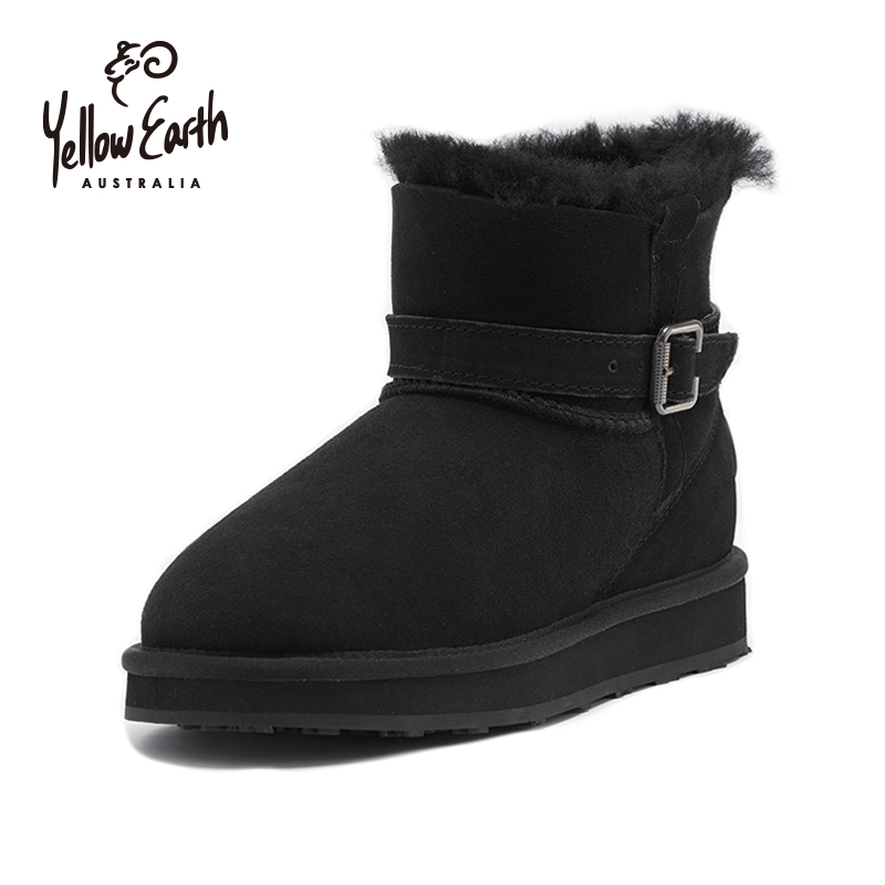 YellowEarth2025秋冬新款羊皮毛一体搭扣超低靴女时尚雪地靴16Z