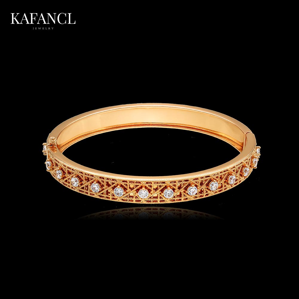 红楼 镀K金 藤格纹镜面手镯  ZF-C382