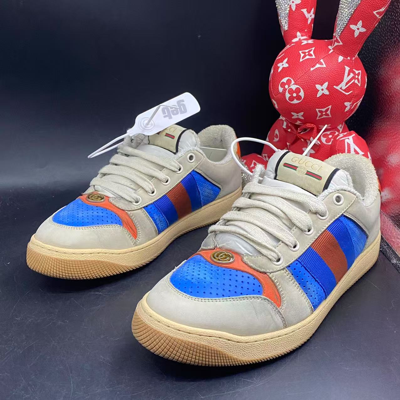 95新 GUCCI/古驰 【聚星优选】蓝橙色脏脏鞋39欧码ao