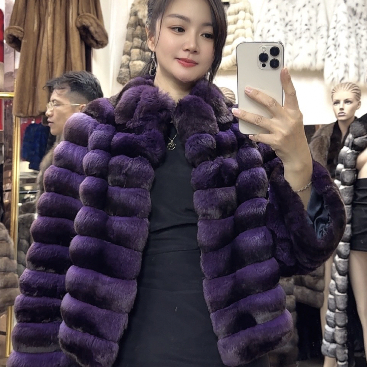 彩色龙猫青紫兰 立领 两个颜色