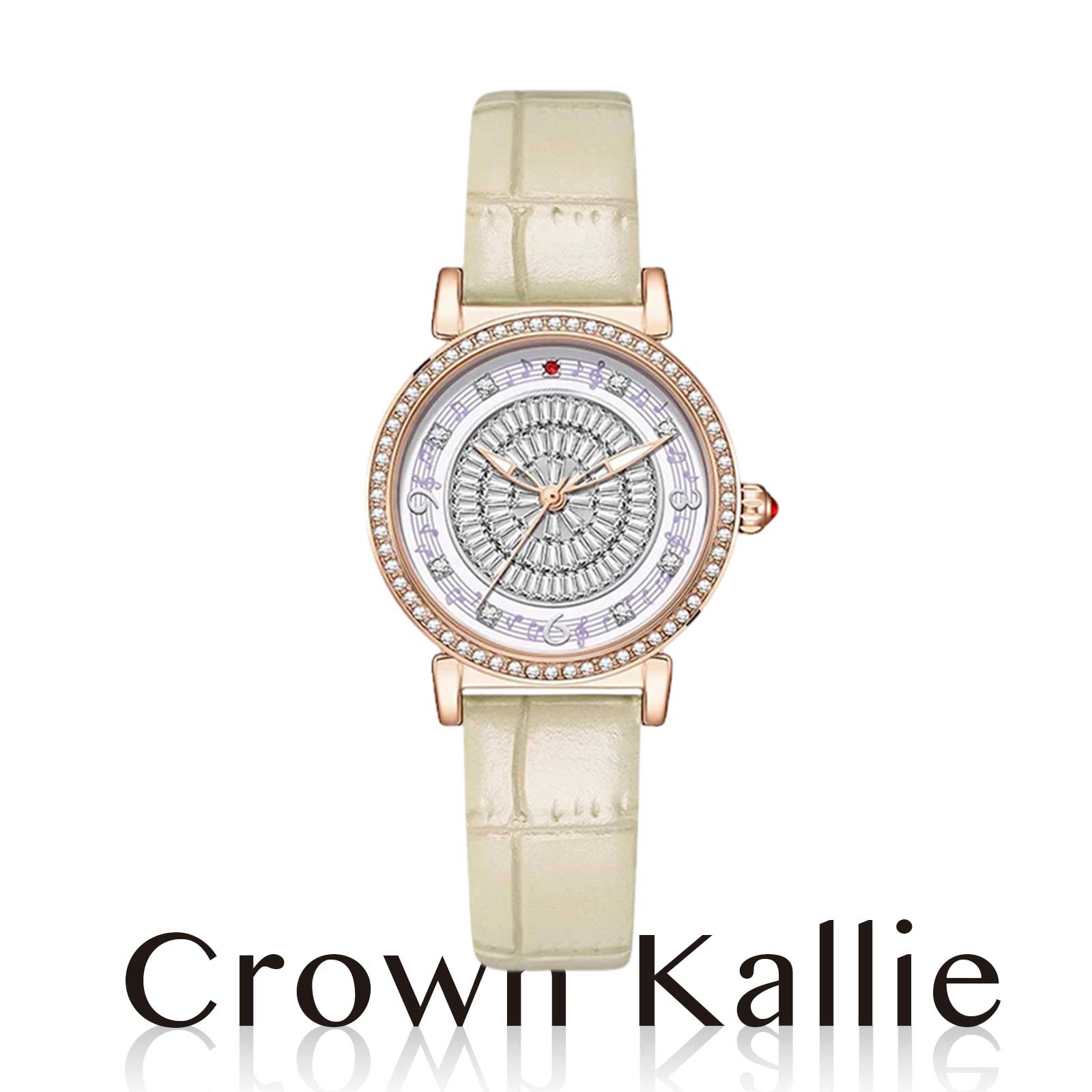 Crown kallie【浪漫音符】官方正品女士高奢周年限定背透腕表ck104