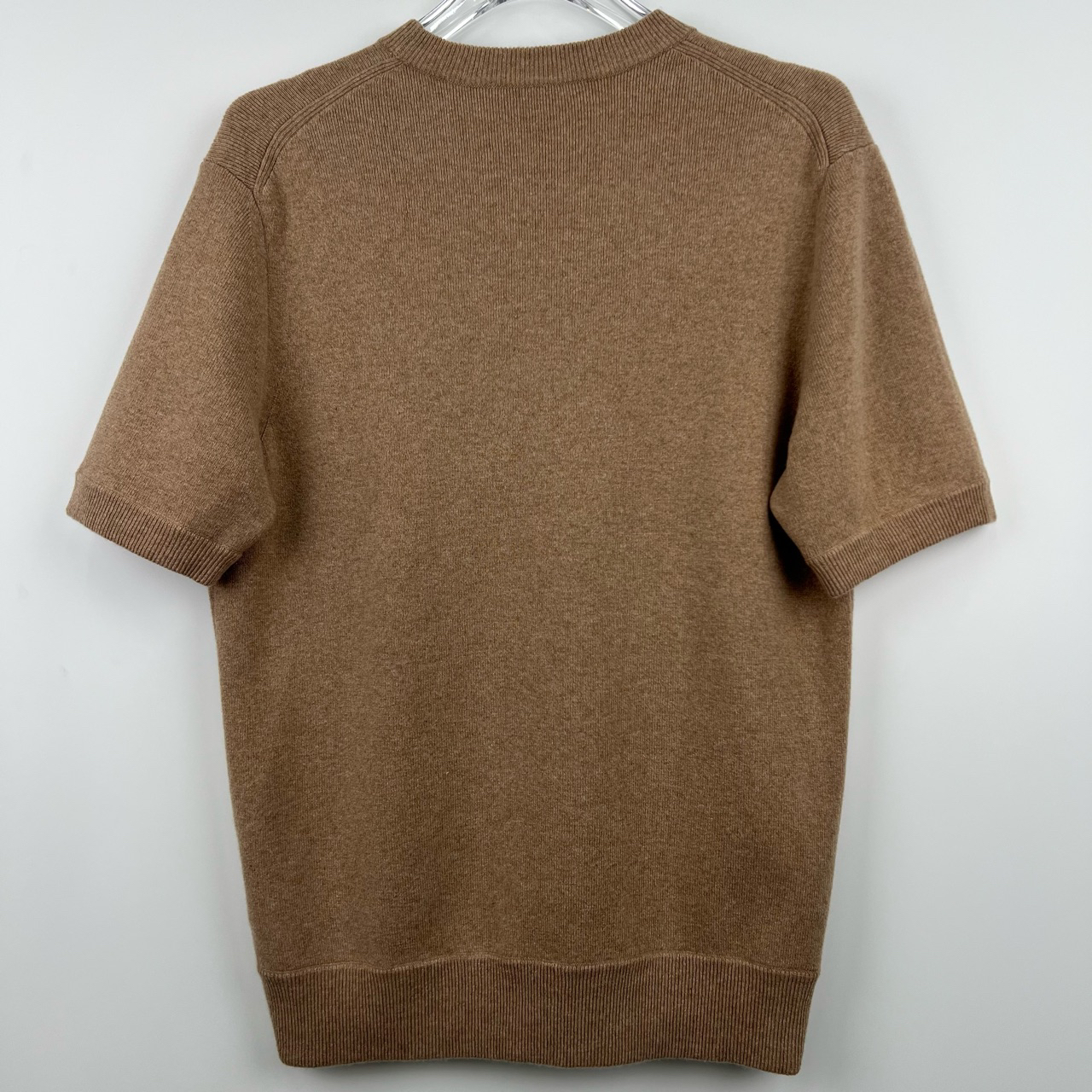 95新 BURBERRY/博柏利 (Jp) wz 刺绣logo纯色羊绒套头短袖针织衫M