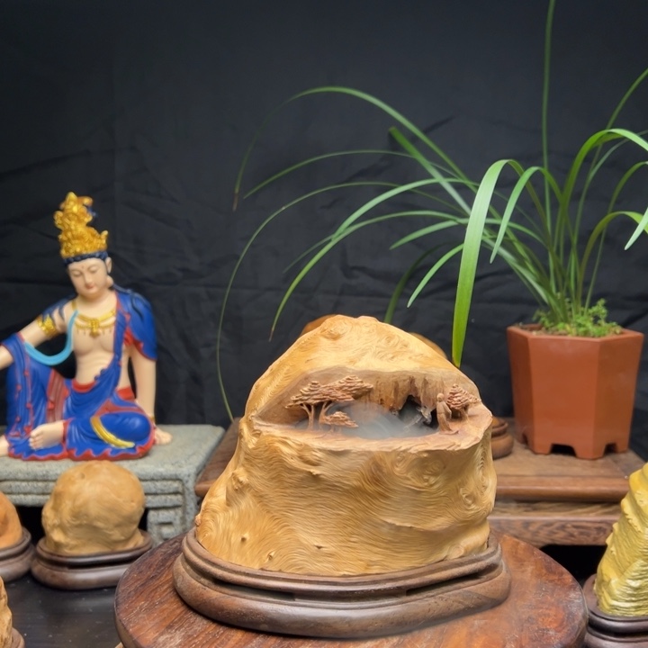 I***I香榧木荔枝香炉山水人物