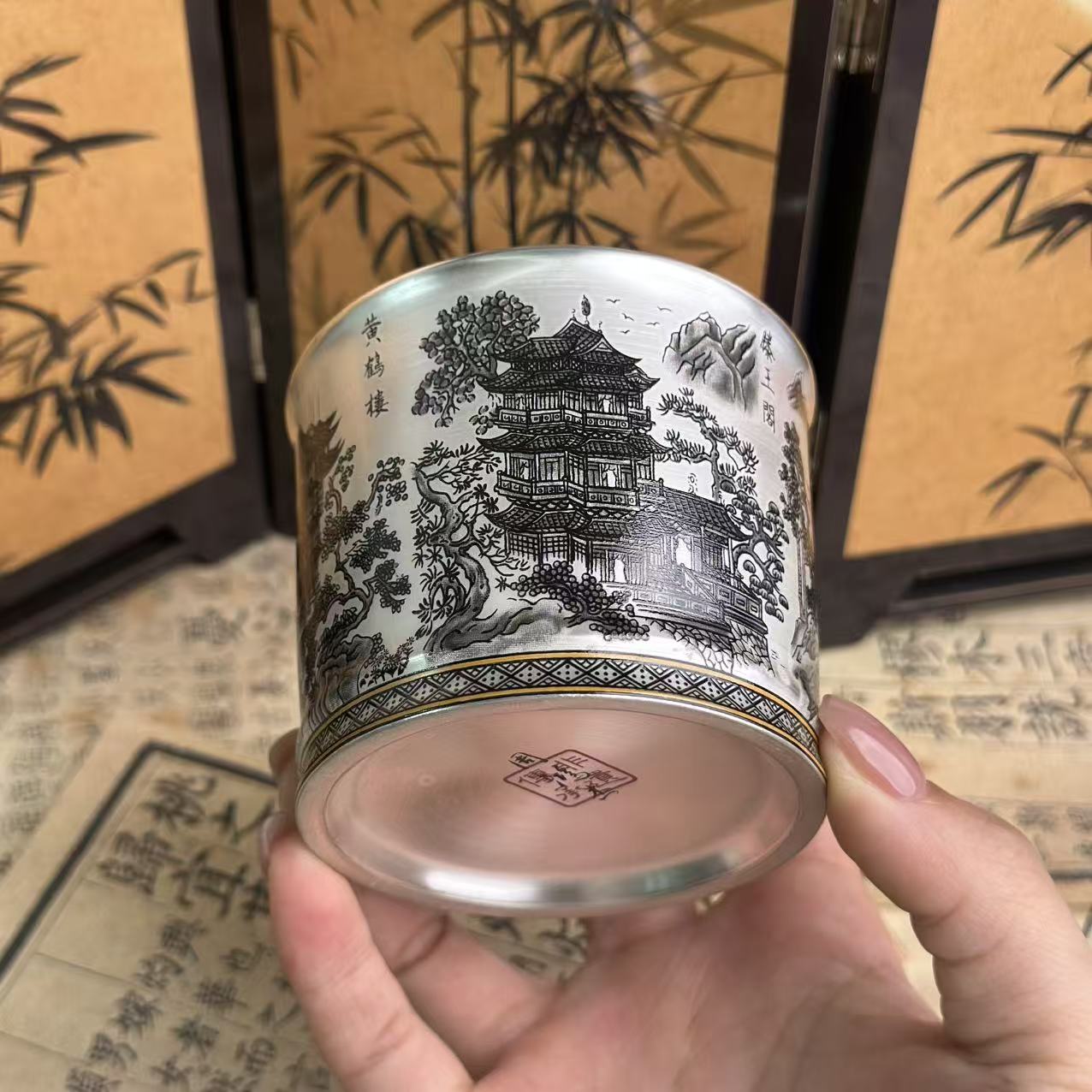 周鸿杰-主人杯高档黄鹤楼鎏银单杯带礼盒ZH2628