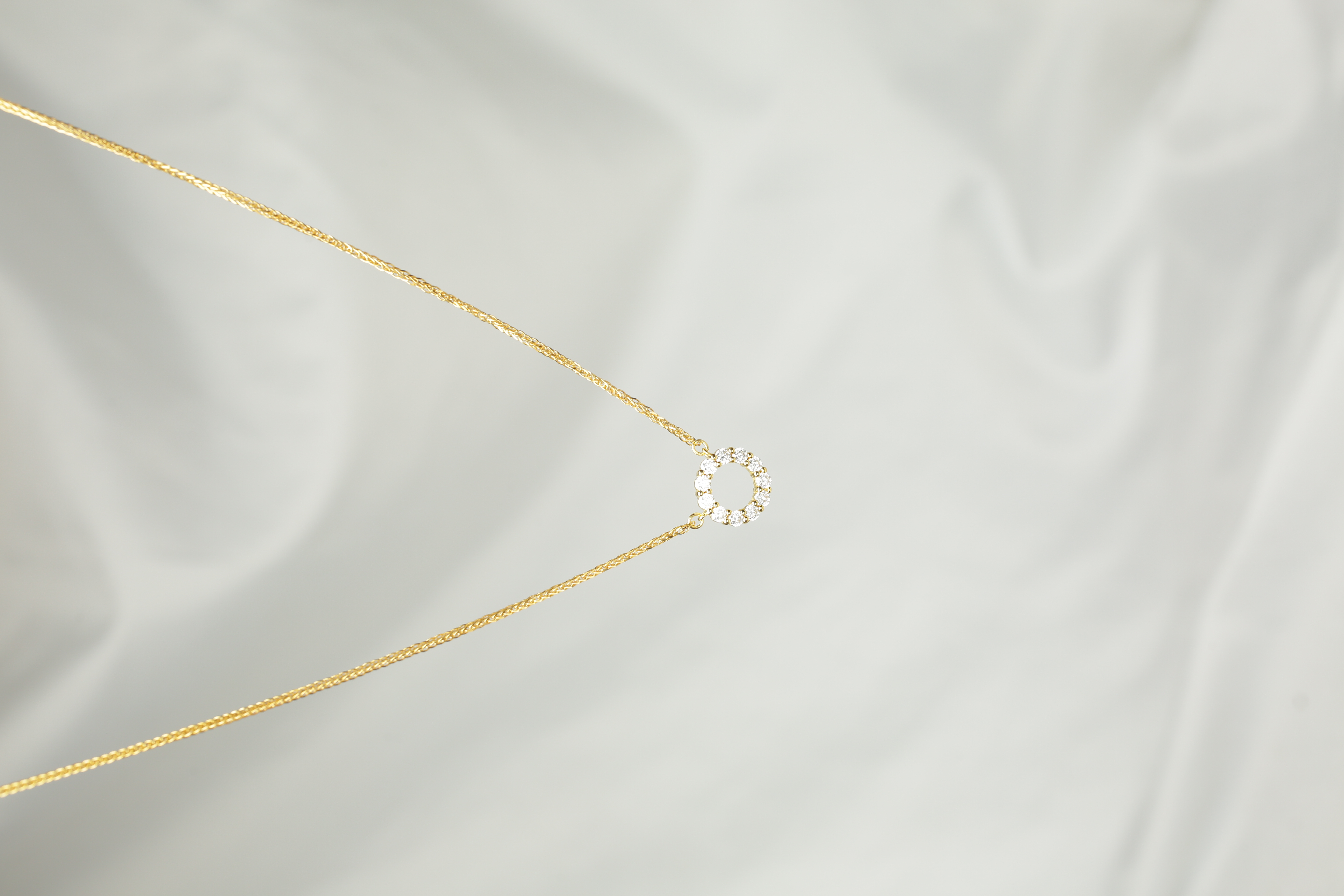 Pt950铂金黄甜甜圈轻奢时尚满钻套链