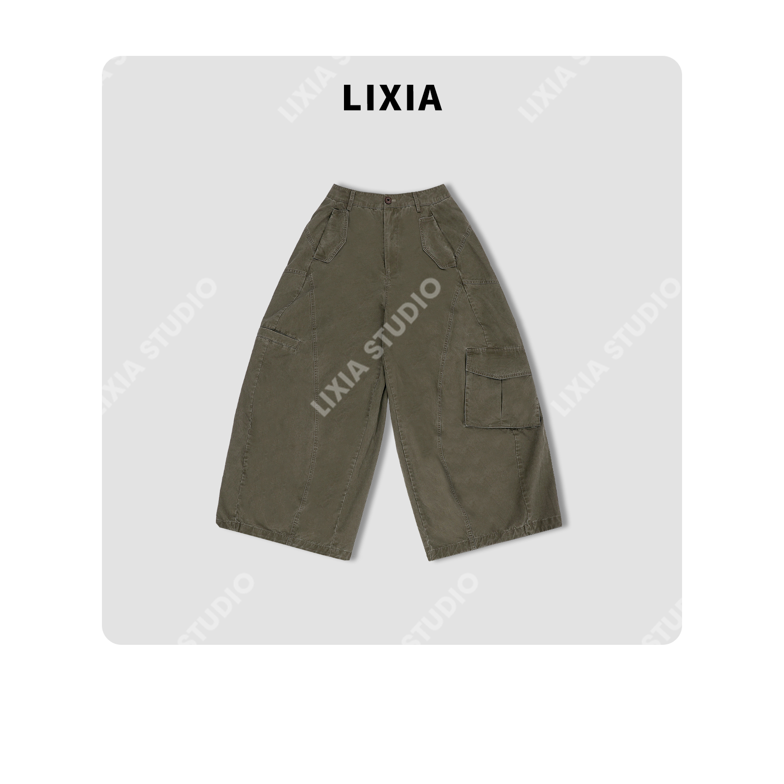 LIXIA【绿野仙踪】夏季宽松版工装风街头阔腿裤-D11665