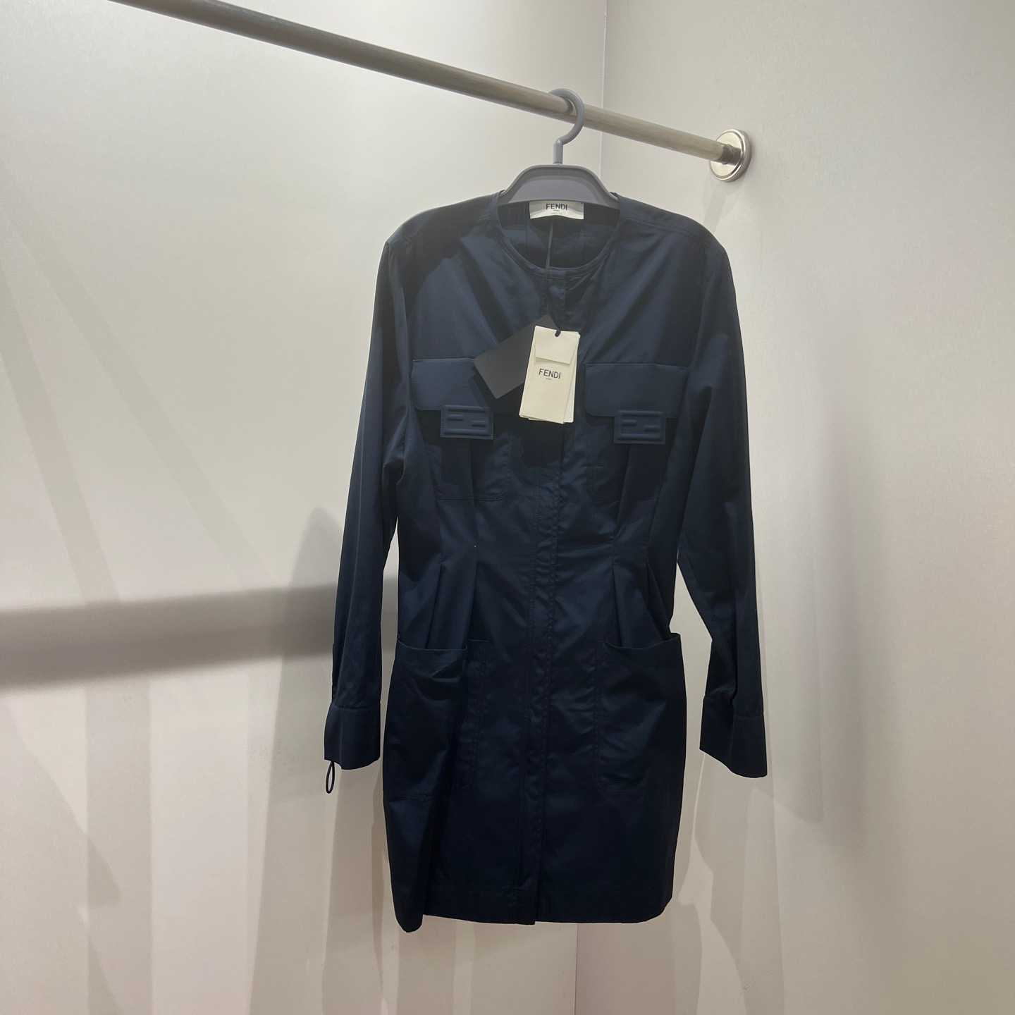 未使用 FENDI/芬迪 dec297 双F口袋长袖连衣裙 40码 棉