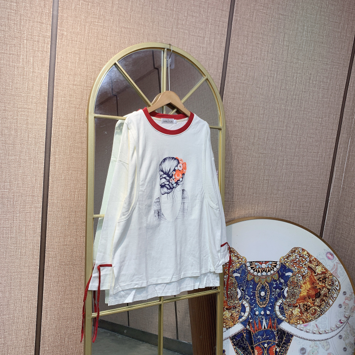 QQ938孕妇白色月子服上衣100-140