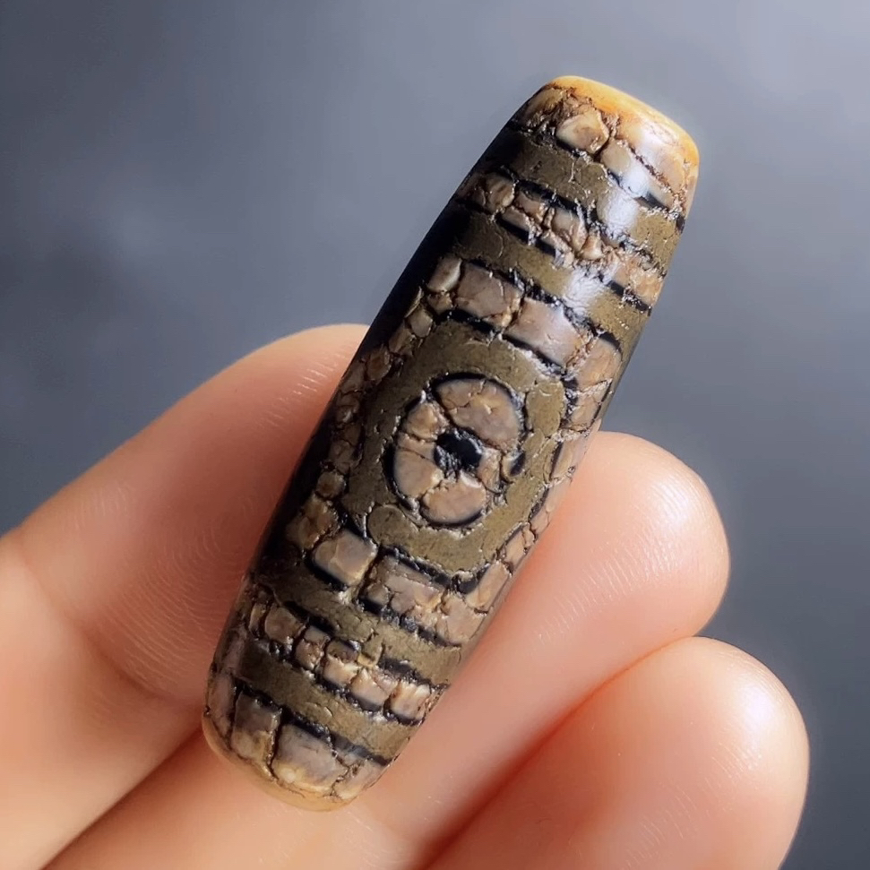 任小攀老料大风化三眼天珠天然玛瑙真品手串项链37.4x12.3