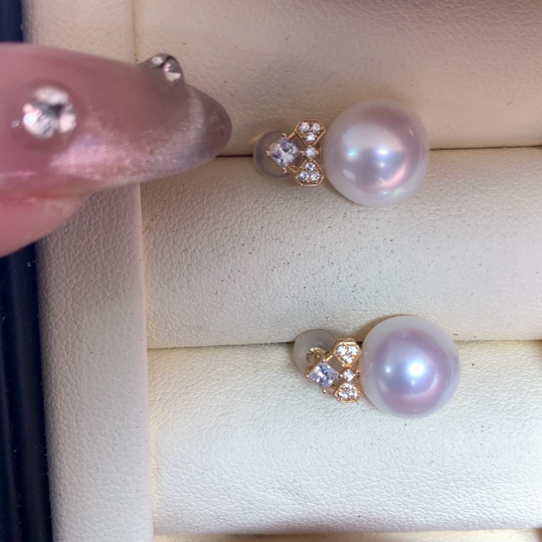 海水珍珠耳饰18K金镶嵌