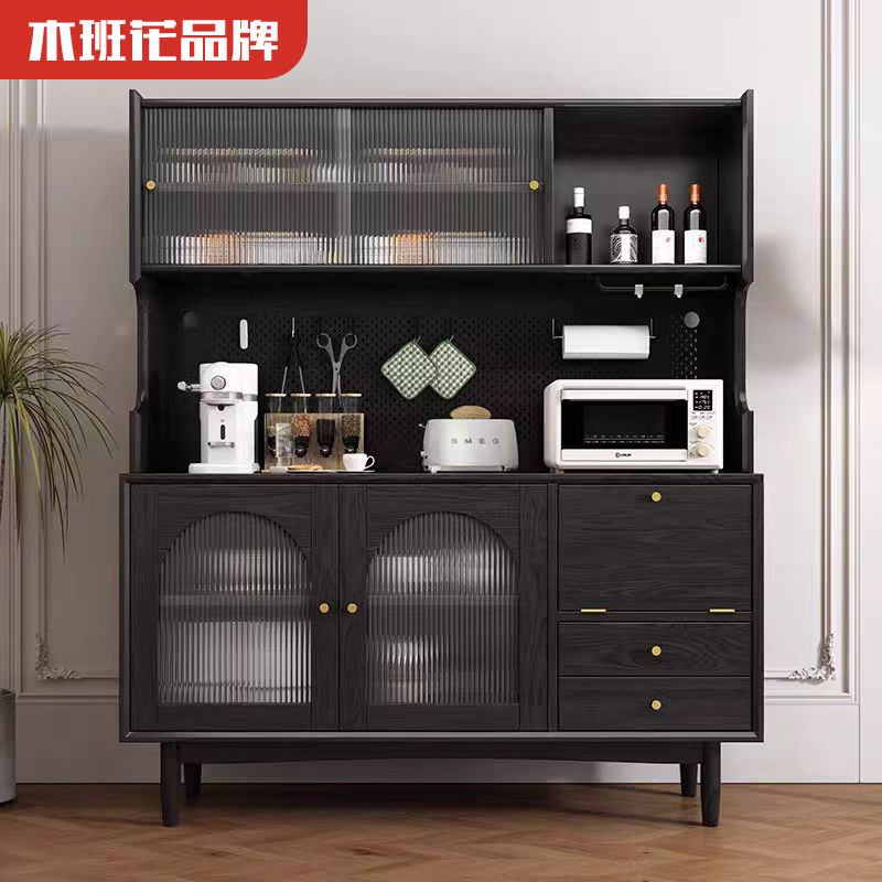 木班花法式复古实木餐边柜储物柜家用厨房美式中平风客厅置物架茶